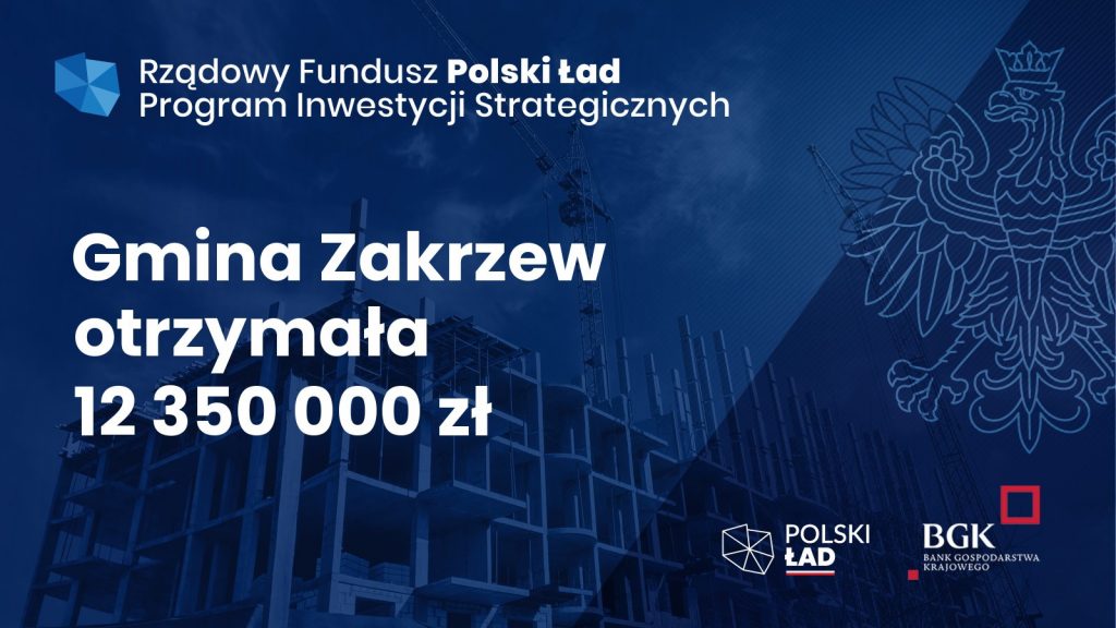 Gmina Zakrzew otrzymała 12 350 000 zł w ramach Rządowego Funduszu Polski Ład