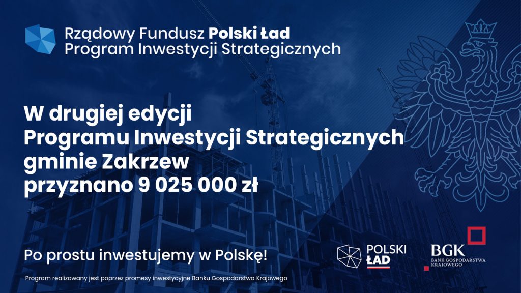 W drugiej edycji Programu Inwestycji Strategicznych gminie Zakrzew przyznano 9025000 zł
