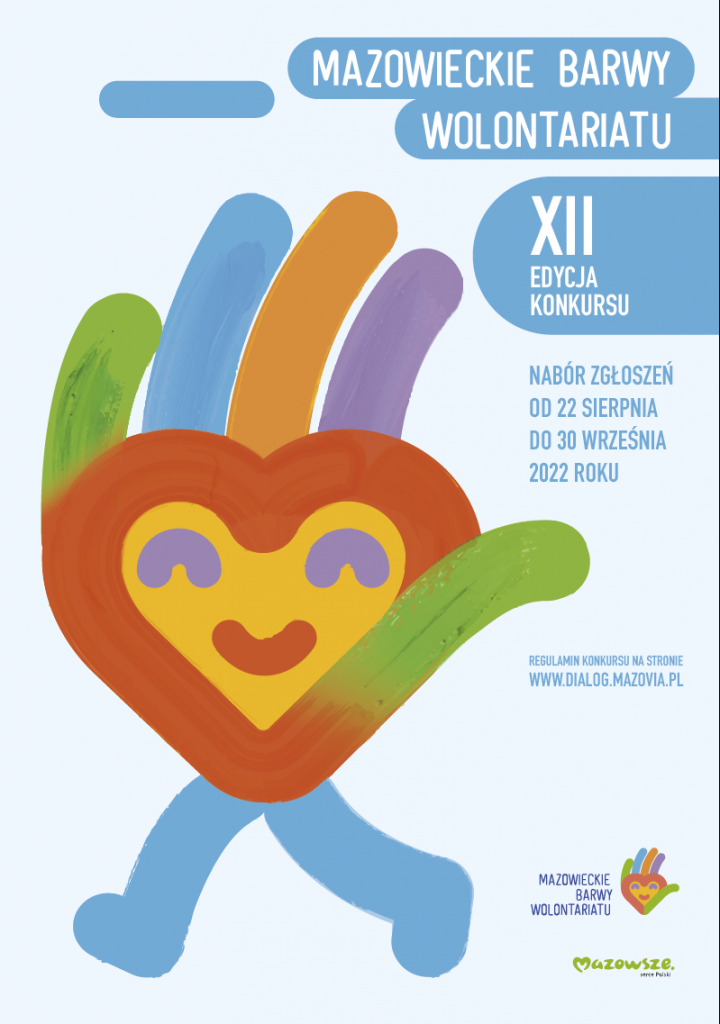 Plakat XII edycji konkursu Mazowieckie Barwy Wolontariatu